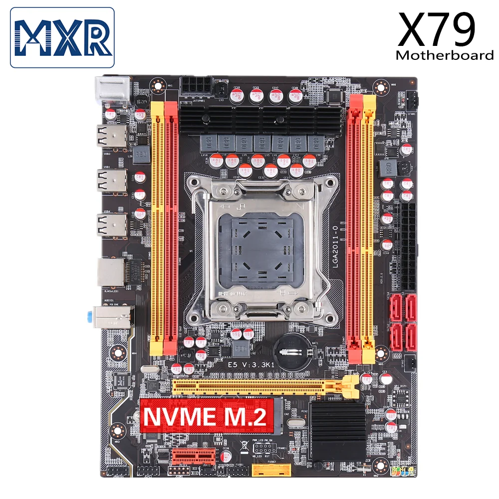MXR X79 материнская плата LGA 2011 PCI-E NVME M.2 SSD Intel Xeon E5 V1 &amp V2 DDR3 REG ECC RAM X79G десктопная |