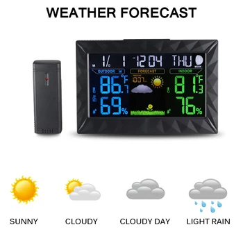 

Colorful Screen Barometer Weather Station Sensor Indoor Outdoor Ultra Thin Backlight Digital Forecast Thermometer Home Wireless