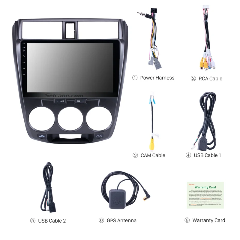 Seicane 10.1 Inch 2Din Android 10.0 Quad-Core Car Radio GPS Multimedia Player For 2011 2012 2013 2014 2015 2016 Honda CITY