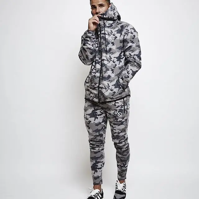 Hooded and Pants 20189 New Fashion Men Camouflage Gyms Sets Men Long-Sleeved Hoodies+pants Two-piece Male Tracksuit Men's Casual Sportswear Suits - Цвет: Hooded and Pants