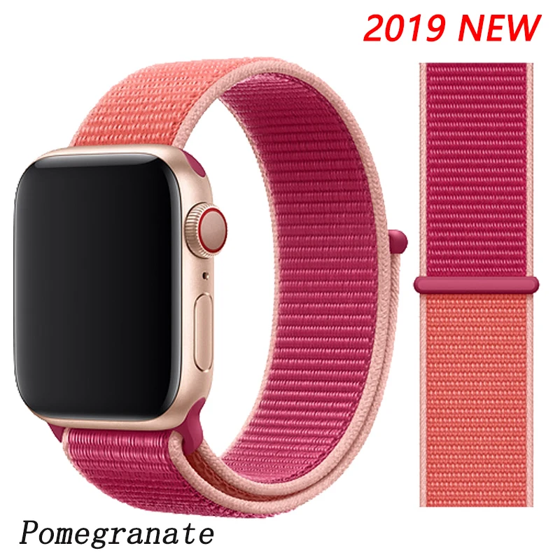 Pomegranate Ремешок для apple watch 5 4 band correa apple watch 42 мм 44 мм 38 мм 40 мм iwatch series 5 4 3 2 1 нейлоновый браслет pulseira - Цвет ремешка: Pomegranate