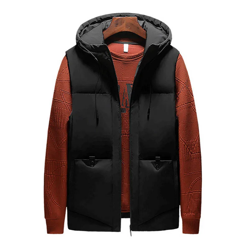 

Winter warm casual hooded cotton vest men plus size bust 138cm 5XL 6XL 7XL 8XL korean style thick waistcoat vest 3 colorsw