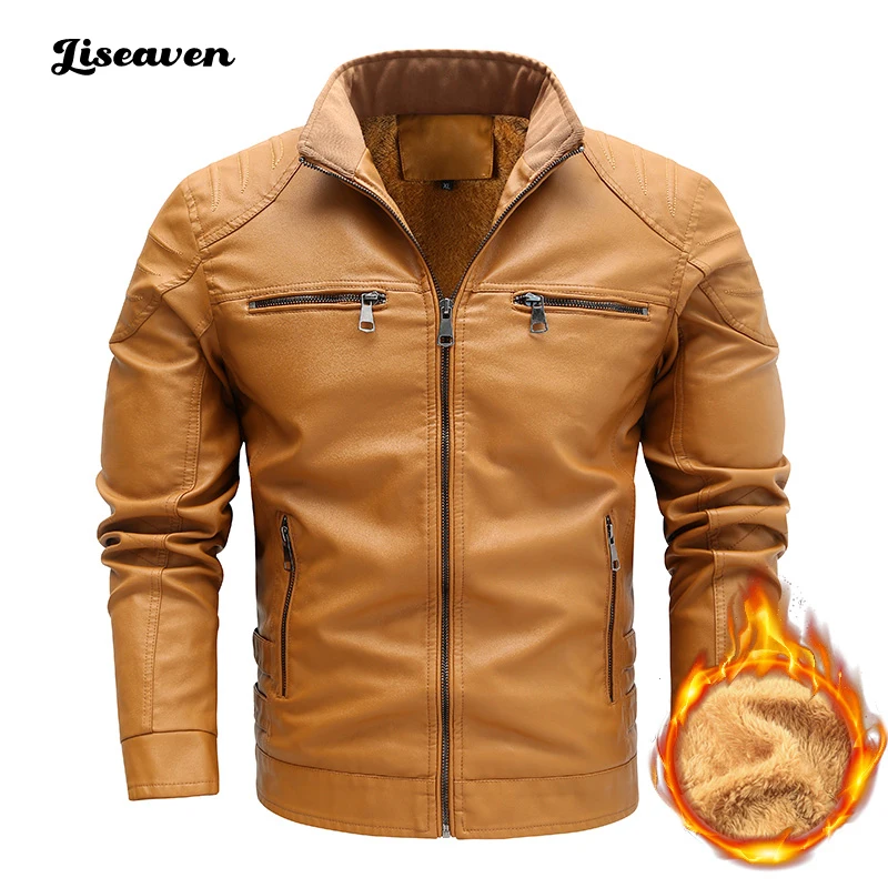 メーカー送品 新しいメンズレザージャケット秋冬カジュアルオートバイpu厚手のジャケットバイカーレザーコートブランドの服 Liseaven オンラインストアファッション Kdproperties Ca