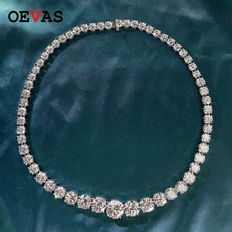 OEVAS 100% Серебро 925 пробы Сверкающее полное высокоуглеродистые бриллианты 18 дюймов