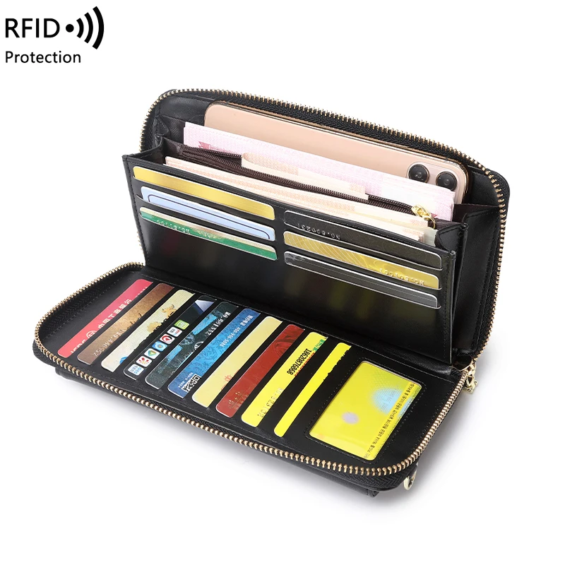 New RFID Anti-theft Brush Female Wallet Fashion Touch Screen Mobile Phone Ladies Bag Women Long Messenger Single Shoulder Wallet