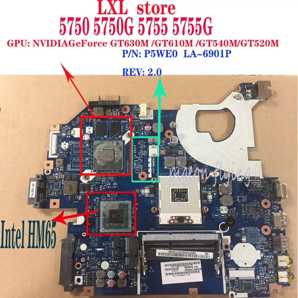 P5WE0 LA-6901P материнская плата для Acer ноутбук 5750 5755 5750G 5755G Intel HM65 DDR3 GPU: NVIDIA GeForce GT630M GT610M GT540M GT520M
