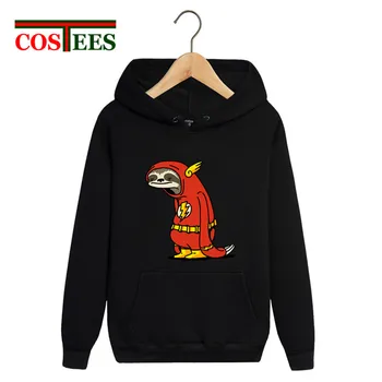 

Funny Manga Flash Sloth hoodies men casual hooded sweatshirt super Red Sloth Hero harajuku pocket hoodie Sportwear fitness hoody