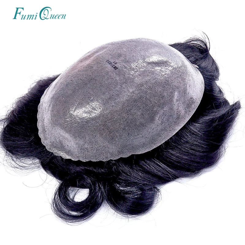 

Ali FumiQueen Thin Skin 0.10-0.14mm Men's Toupee Thin PU Replacement Hair System Indian Remy Human Hair pieces