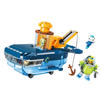 

Enlighten Blue whale Ship Yacht Octonauts GUP-C Cartoon Building Blocks Compatible with Creator Ideas set Bricks Kids Toys gift