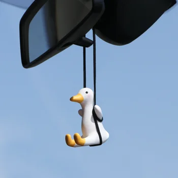 Gypsum Cute Anime Car Accessorie Swing Duck Pendant Auto Rearview Mirror