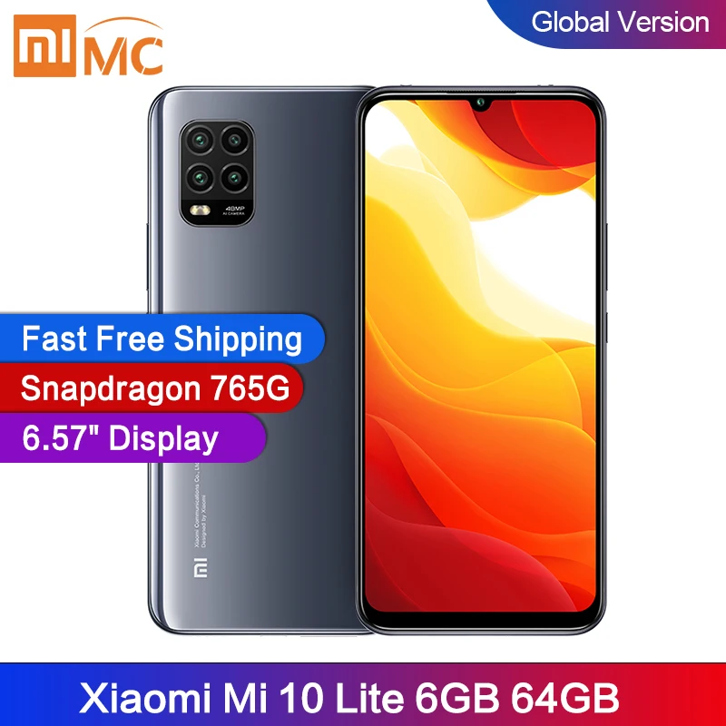 Xiaomi Mi 10 Lite смартфон с восьмиядерным процессором Snapdragon 76 ОЗУ 6 ГБ ПЗУ 64 48 МП 57 дюйма