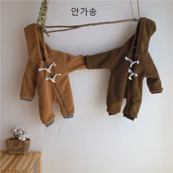 

Ankesong 2020 Winter BABY BODYSUIT Korean Version Neutral Warm Long Thick Coral Velvet Soft Hooded Zipper Creeper