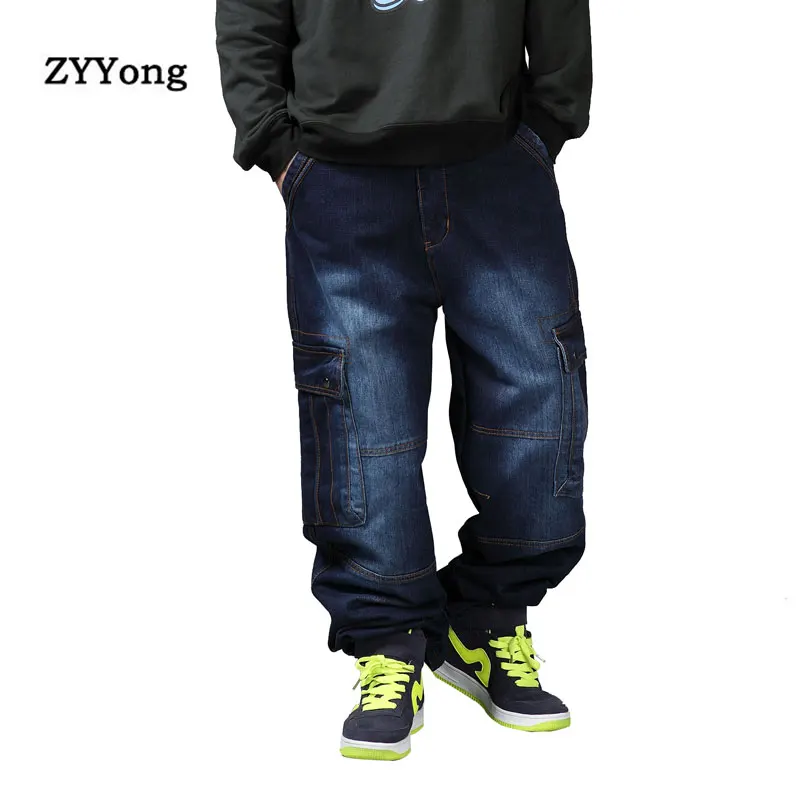 2021 Straight Fashion Tide Jeans Men Denim Pants Loose Leisure Hip Hop Cowboy Blue Trousers Brand Clothing Large Size 44