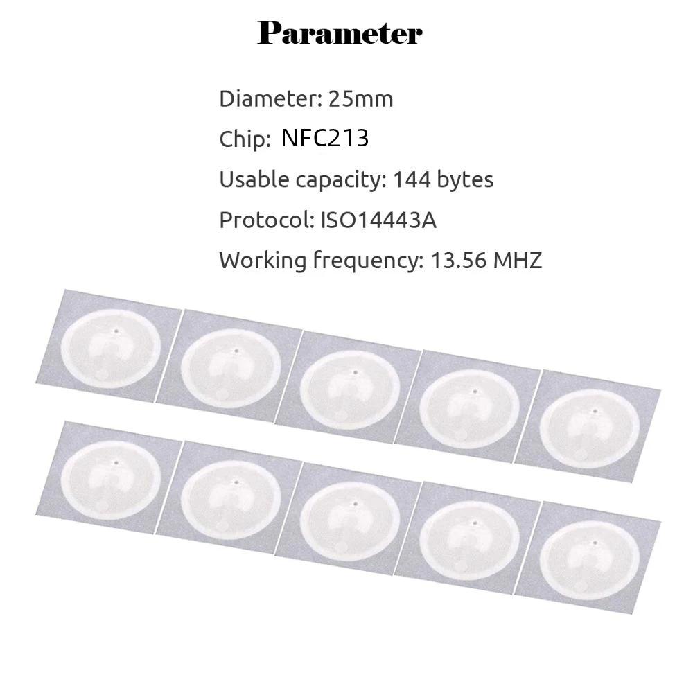 Etiqueta NFC 213 para huawei share ios13, pegatinas, insignias, Lable, 13,56 mHz, atajos de automatización personal, 10 Uds. - Imagen 2