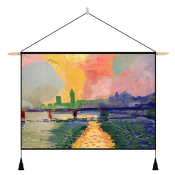 

Nordic Colorful Tapestry Modern Art Print Painting Landscape Tassel Tapestry Bedroom Decor Dodatki Do Pokoju Tapastry DE50GT