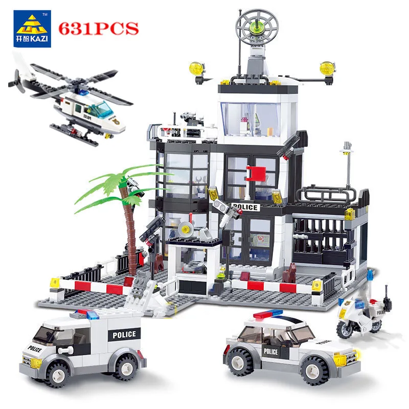 Building Blocks City Police Chase Truck Car Mobile Prison Heilicopter Motorcycle Kits Kid Toy Children Patrol Station Sets |