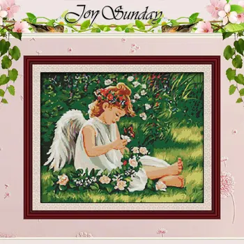 

Angel on Greenery Patterns Counted Cross Stitch 11CT 14CT Cross Stitch Sets Chinese Cross-stitch Kits Embroidery Needlework