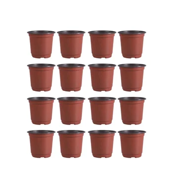 

50PCS Plastic Flowerpot Creative Breathable Flower Pot Succulents Flower Pot Basin Pot - Diameter 100mm (Brown)