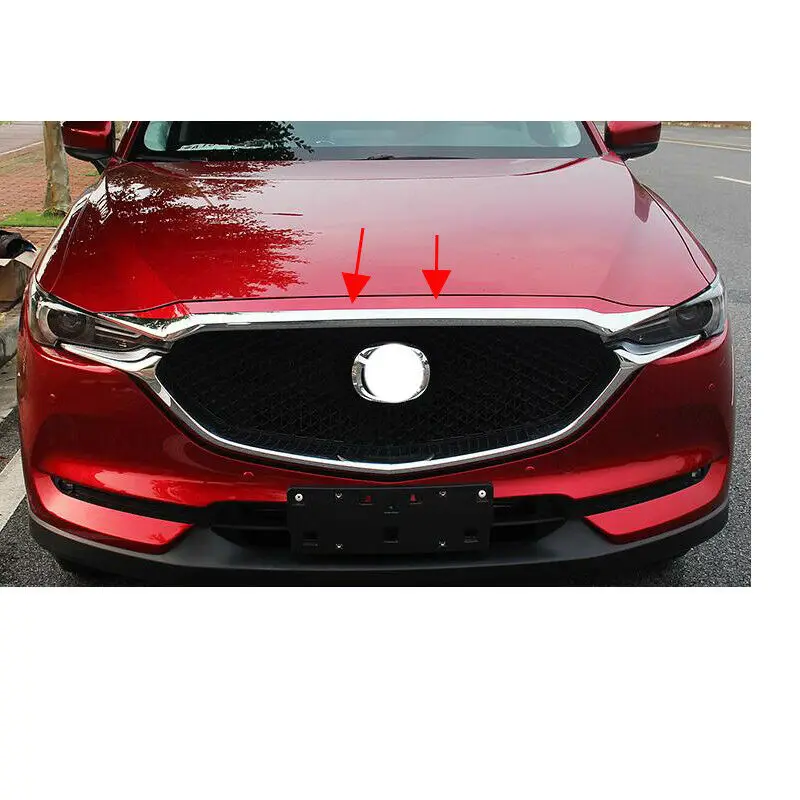 1pcS Chrome Front Grill Grille Engine Hood Cover Trims For Mazda CX-5- Car modification Car accessories