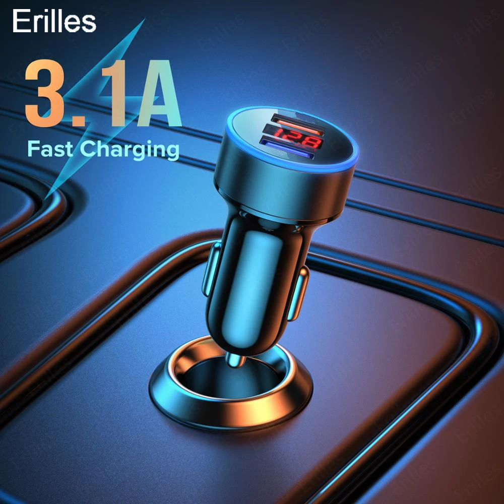 

3.1A Dual USB Car Charger With LED Display Universal Mobile Phone Car-Charger for Xiaomi Samsung S8 iPhone 11 6 7 8 Plus Tablet