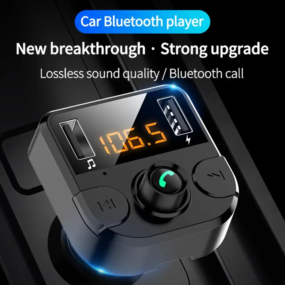 Bluetooth передатчик адаптер автомобильный комплект с громкой связью ЖК-дисплей музыкальный плеер Поддержка TF карта USB флэш-накопитель AUX