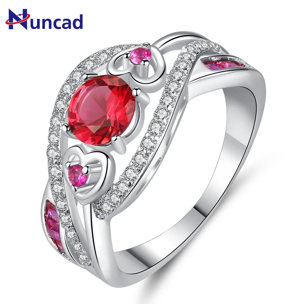Женские кольца Роскошные 5 Ct большой красный круглой огранки Сияющий AAA циркон кольцо с большой кольцо из кубического циркония для Для