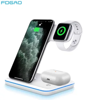

15W Qi Wireless Charger 3 in 1 Stand For iPhone 11 X XS XR 8 Fast Wireless Charge Station For Airpods Pro Apple Watch 5 4 3 2 1