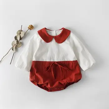 

Baby Girls spring autumn Romper Long sleeves Cotton Jumpsuit cute doll collar Baby Girls onesie costume