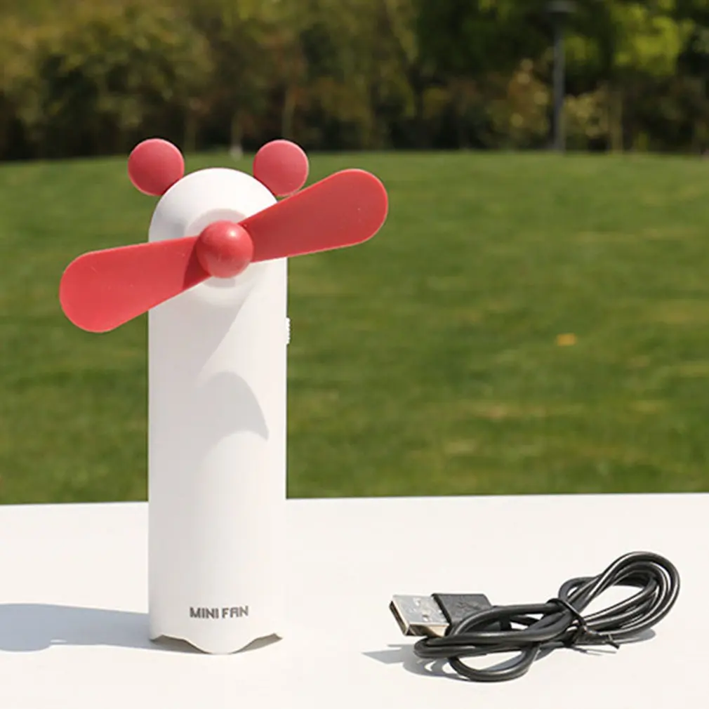 Usb Ручной маленький вентилятор мультфильм животных детей с висячим нашейный вентилятор студенческий портативный ручной заряжаемый вентилятор Прямая