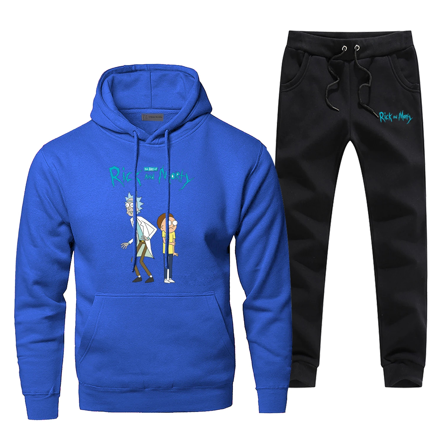 Мужские комплекты с принтом Рика и Морти, популярные брюки в стиле аниме, толстовка, модные флисовые толстовки, толстовка, дешевый комплект из 2 предметов, теплая уличная одежда