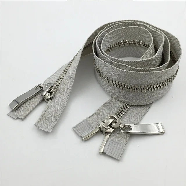 lightgreysilver Meetee 1 шт. 80/100/120 см автоматический металлический замок молния двойной слайдер застежки-молнии для куртки пальто DIY сумка Аксессуары для шитья одежды - Цвет: lightgreysilver