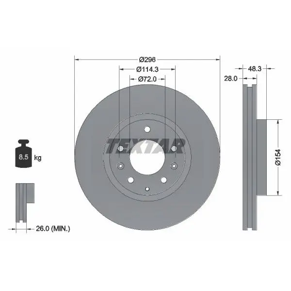 Диск тормозной передний Mazda CX7 2.3/2.2D06 TEXTAR 92180803