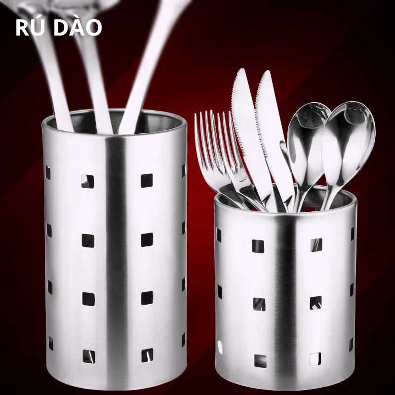 揭阳不锈钢筷子笼沥水厨具筒架创意厨房工具加厚圆形筷子收纳套装_1