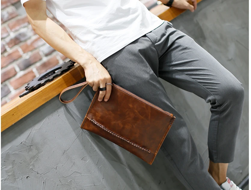 Bxfdc Mens Briefcase Retro Solid Color Shoulder Bag File Bag Handbag Mens Crossbody Bag