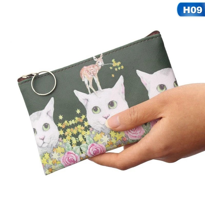H09 Детский кошелек для монет с мультяшным котом, клатч, маленький кошелек, женские кошельки для монет, милая детская сумка на молнии, кошелек для мелочей - Цвет: H09