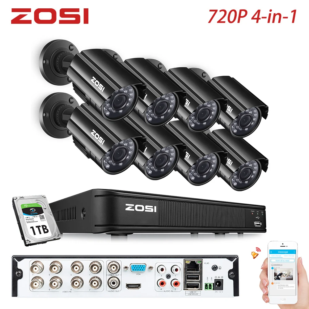 ZOSI 8CH 720P 4-in-1 TVI CVBS AHD CVI Video Surveillance DVR Kit Nightvision Security Bullet House  - 32837336839  ZOSI 8CH 720P 4-in-1 TVI CVBS AHD CVI Video Surveillance DVR Kit Nightvision Security Bullet House  - 32837336839