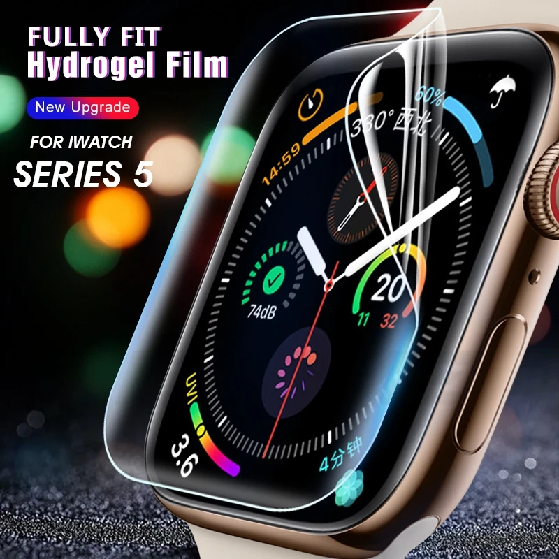 Мягкая Гидрогелевая пленка для Apple Watch Series 5 40 мм 44 мм Защитная пленка для переднего экрана для iWatch 40 мм Полное покрытие мягкое стекло Flim