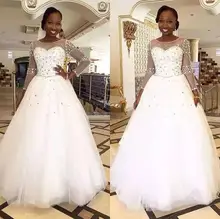 Special Offers Luxury African Wedding Dresses Crystals Pearls 3/4 Sleeves Bridal Dress robe de mariee Custom Size Color Special Offers Luxury African Wedding Dresses Crystals Pearls 3/4 Sleeves Bridal Dress robe de mariee Custom Size Color