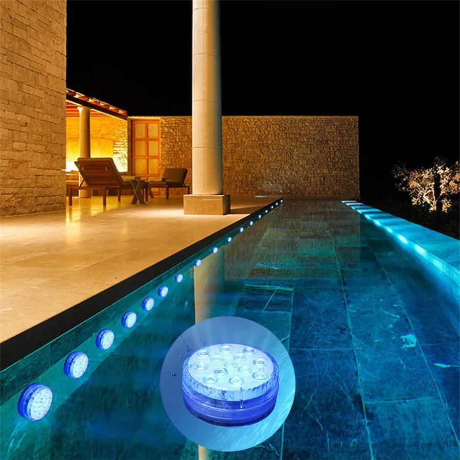 2020 Upgrade 13 LED RGB Submersible Light With Magnet and Suction Cup Swimming Pool Light Underwater Tea Night Light for Pond