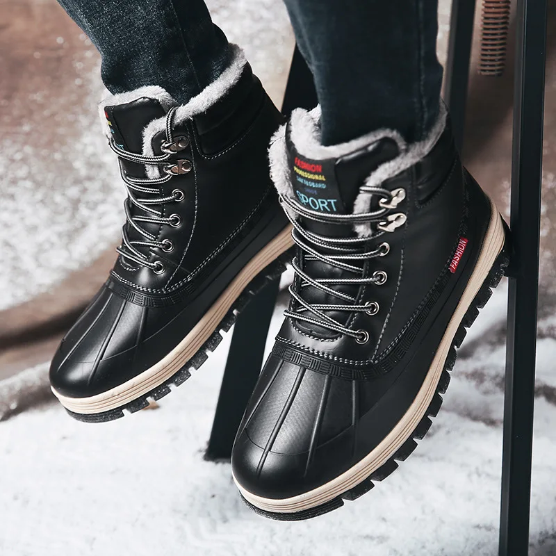 

2019 Snow Boots Men's Winter Outdoor Men's Plus Velvet Anti-skid Boots Waterproof Warm Large Size Northeast Ski Shoes AEHQ0349