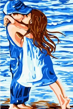 

Frameless Pictures Paint By Numbers Digital Oil Painting On Canvas wall art Home Decoration hand painted canvas Kiss 40X50CM