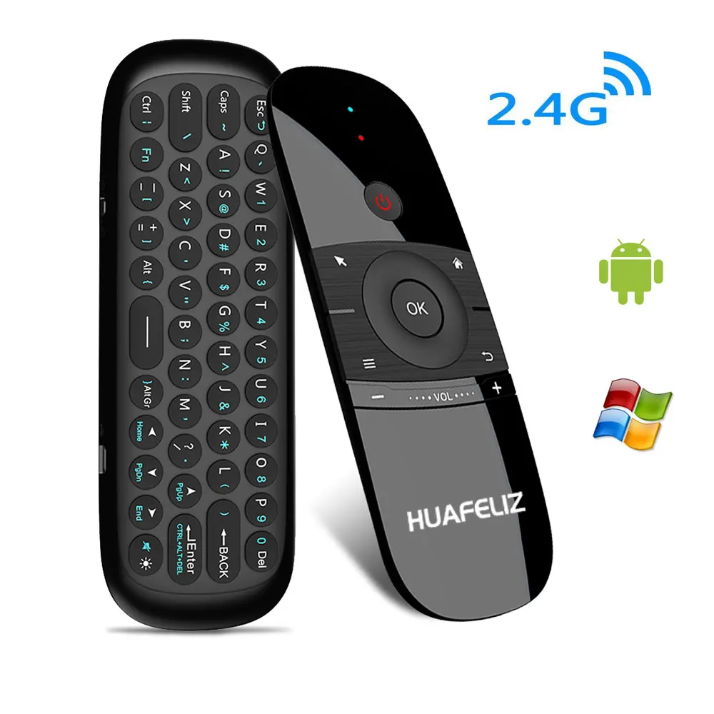 Дешево Горячая W1 Fly Air mouse беспроводная клавиатура 2,4G Rechargeble Motion Sense мини пульт дистанционного управления для Smart Android tv BOX