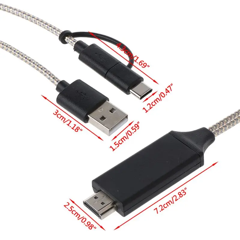 Micro usb Тип C 2 в 1 HDMI HD видео экран зеркальное отображение кабель для Android телефон Аксессуары HDTV
