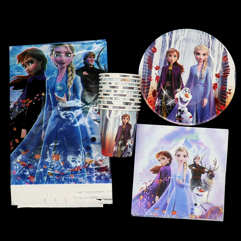 41 шт./лот одноразовые вечерние столовые сервизы Frozen 2 чашки салфетки скатерти