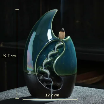 

Ceramic Waterfall Backflow Incense Burner Censer Holder Decor Incense Burner Incense Stick Holder Lotus Incense Censer Little