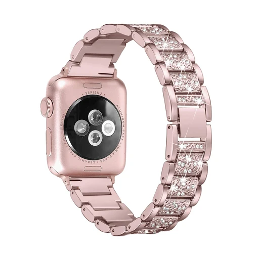pink gold Алмазный ремешок для часов Apple watch 38 мм 40 мм 42 мм 44 мм браслет pulseira из нержавеющей стали для iwatch Apple Watch 5 4 3 2 1 - Цвет ремешка: pink gold