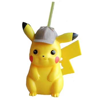 

New 650ML Pikachu mug water bottle water bottle newborn milk cup children learn to drink straw juice children water bottle ABS