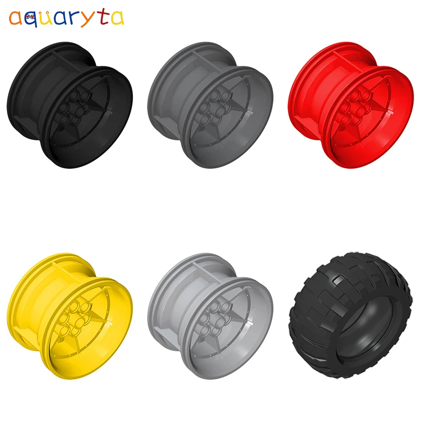 

AQUARYTA 4pcs Technology Building Car Toys 56x34mm Wheel Hub & 94.8x44mm Tire Compatible 15038 54120 DIY Assembles Toys for Teen