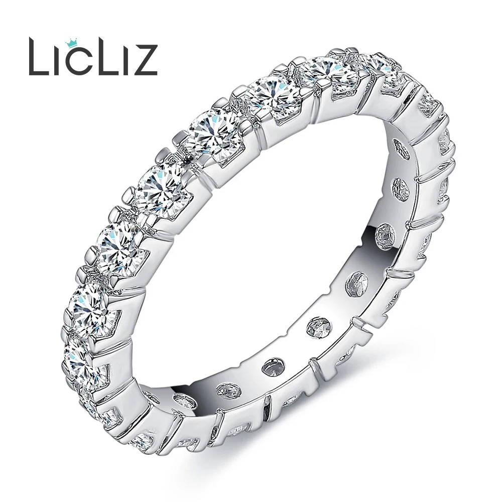 LicLiz модные новые кольца вечности для женщин прозрачный Круглый CZ Циркон