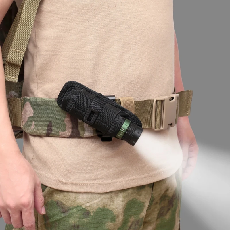 

Tactical 360 Degrees Rotatable Flashlight Pouch Holster Case For Belt Portable Torch Cover Holder Hunting Lighting Accessories